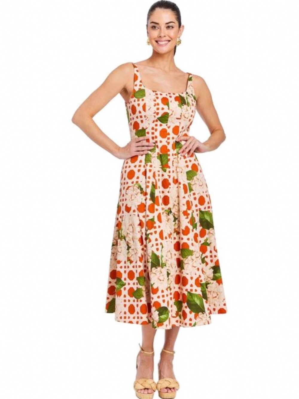 Mestiza New York Yvette Reversible Square-Neck Midi Dress Sz 4